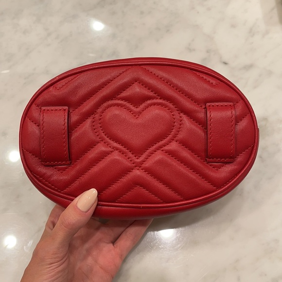 Gucci Red Leather Marmont Belt Bag - Picture 4 of 13